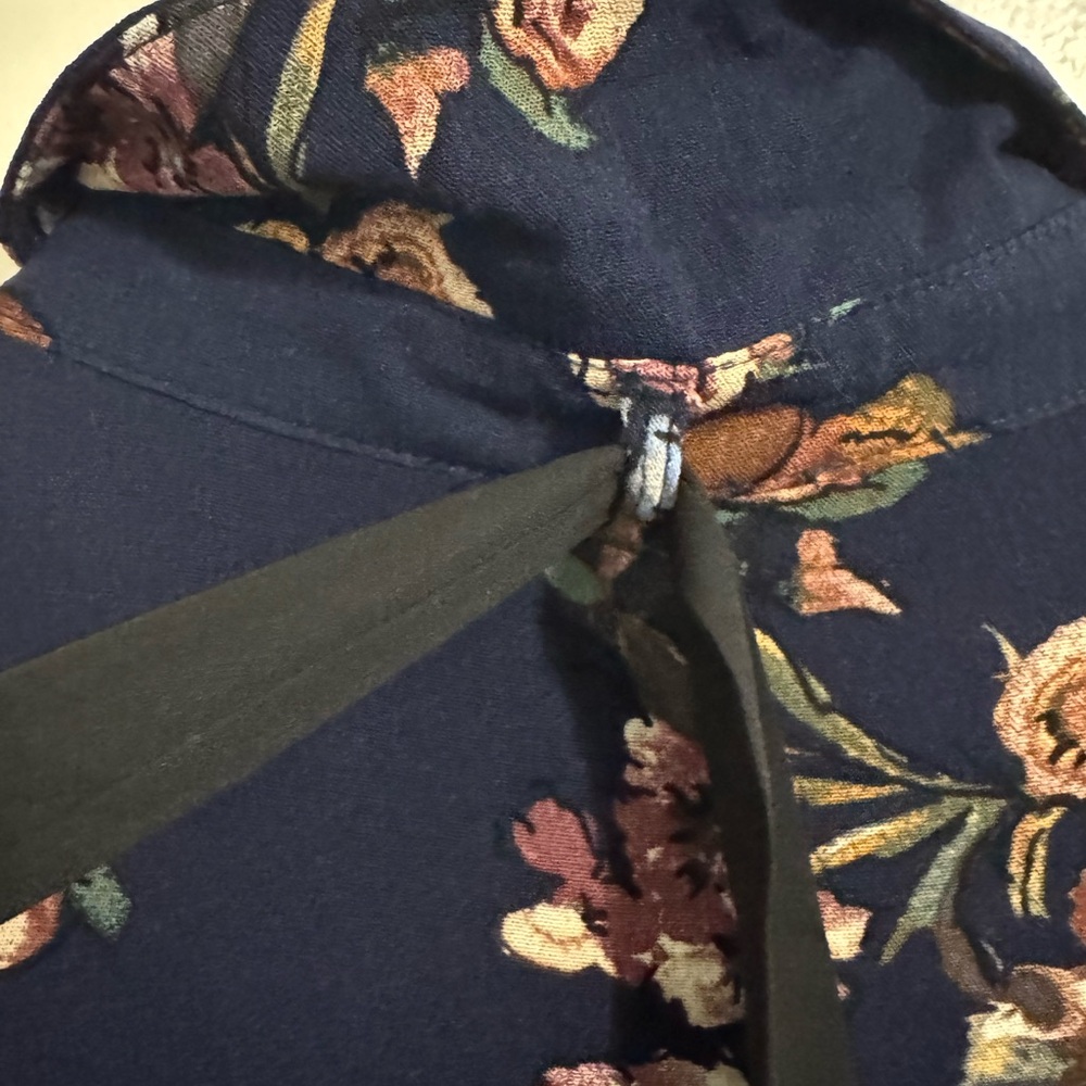 Navy Floral Long Sleeve Blouse - Picture 9 of 12